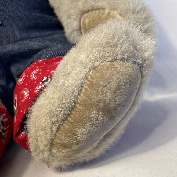 Vintage Articulated Vermont Teddy Bear 16" Brown Jointed Plush Overalls 1994 - Picture 8 of 13